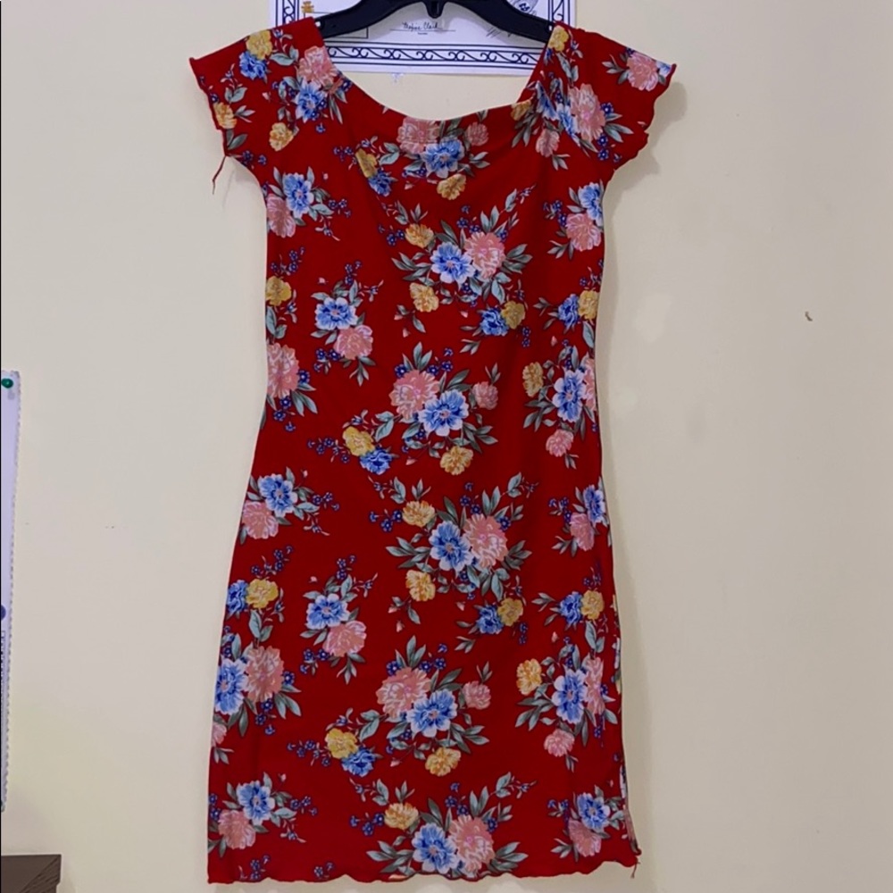 Red ultra flirt floral dress